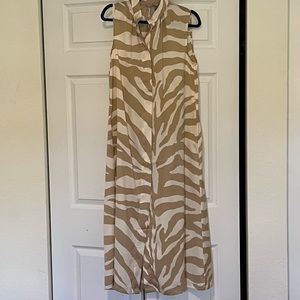 H&M zebra print midi button down dress